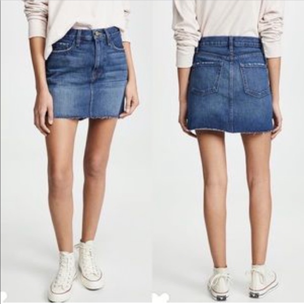 Frame Le Mini Raw Stagger Edge Denim Miniskirt Size 29
